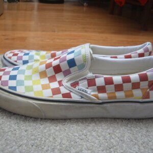 Vans Classic Slip On Rainbow Checker Men Unisex Shoes/Sneakers sz US 10.5/12W